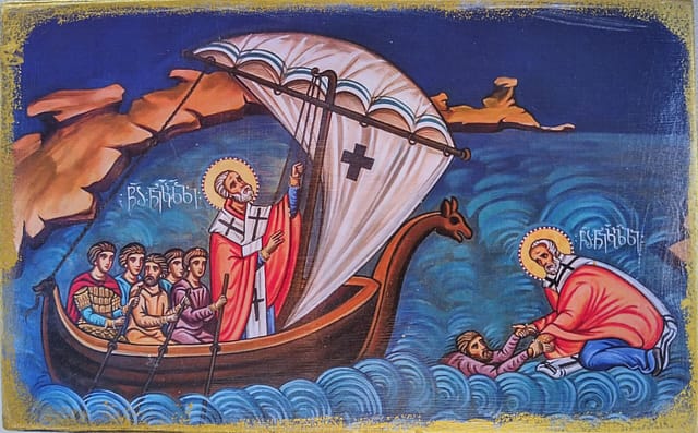 Votivtavel mit dem Heiligen St. Nikolaus, dem Schutzpatron der Seefahrer